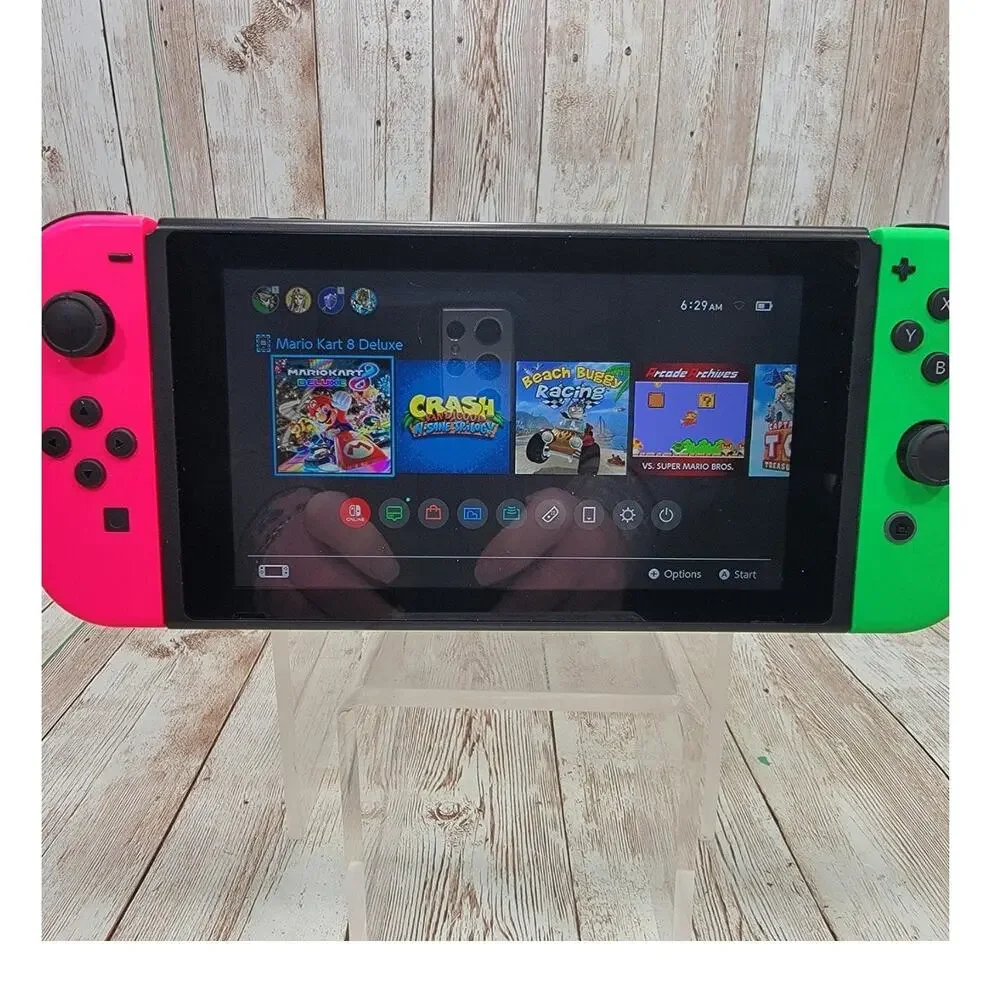 Nintendo Switch Console Tablet w/ Joycon Pink Green Dock Controller Charger
